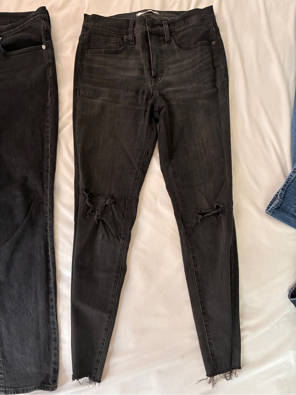 Madewell Distressed Black High Ride Skinny Jeans